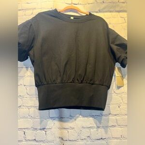 Zella Women's Sweatshirt Size Small Black short sleeve waist band NWT